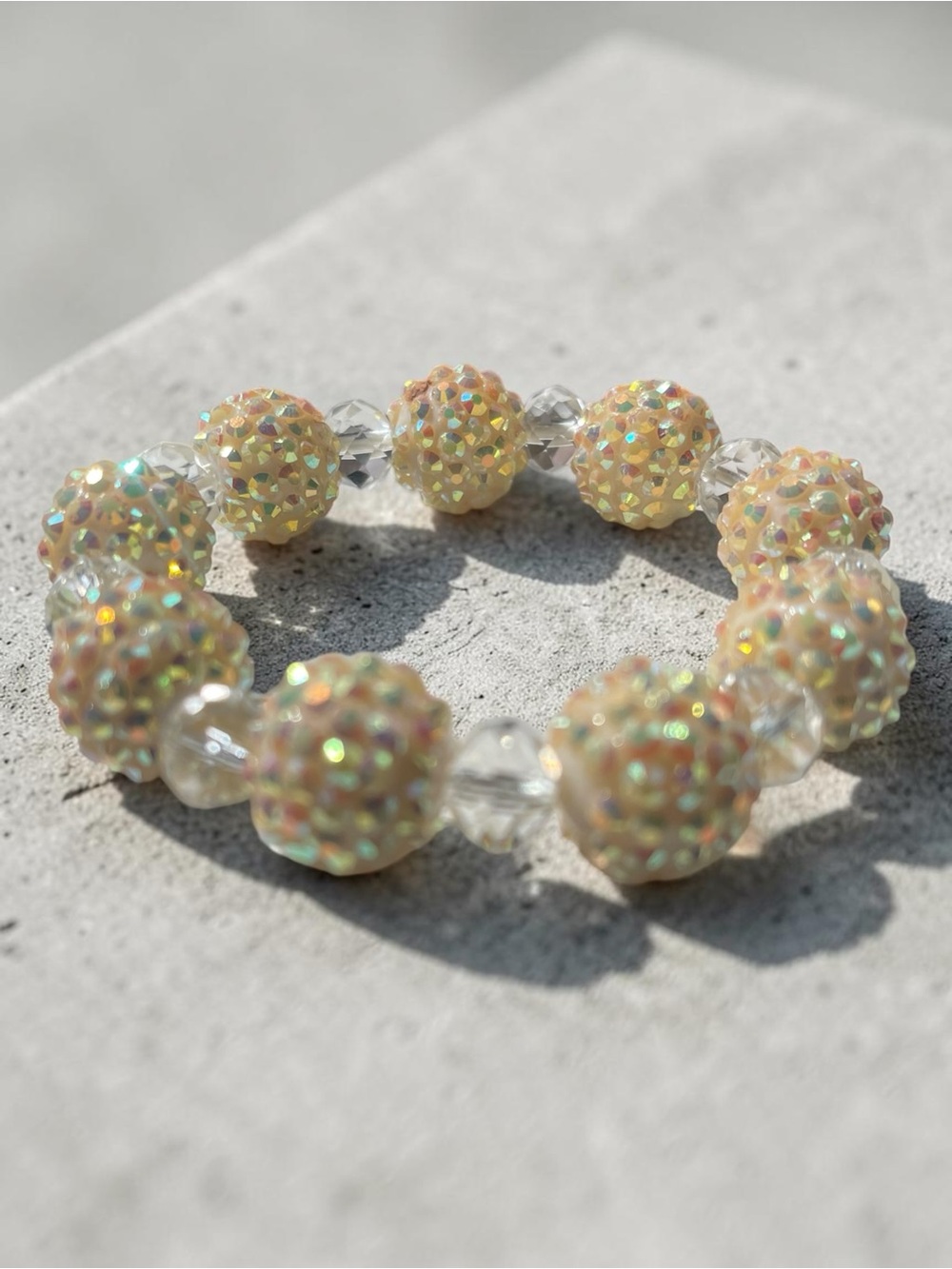 Pavé Crystal Bead Aurora Borealis Rhinestones Stretch Bracelet - Picture 4 of 6